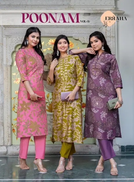 Poonam Vol 1 By Erraha Vertican Silk Long Co Ord Set Wholesalers In Surat